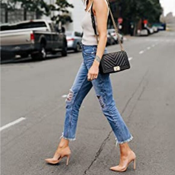 HDLTE Women Ripped Jeans Distressed Boyfriends Jeans Frayed Ankle Skinny Denim - Picture 2 of 10
